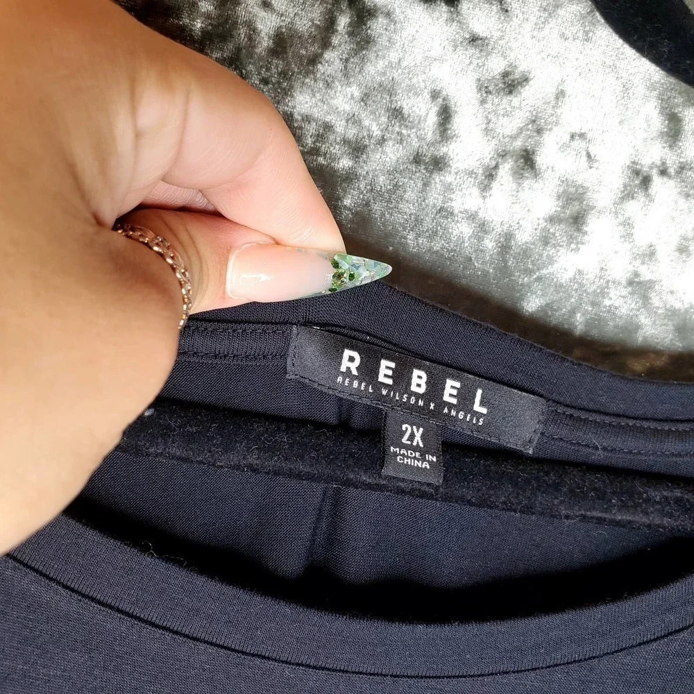 Rebel by Rebel Wilson X Angels Black Sequin Cold Shoulder Top - Picture 4 of 5